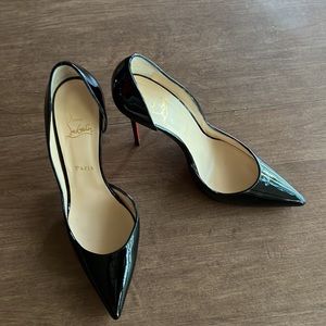 Christian Louboutin Iriza Black patent Half D’Orsay Pumps 40.5